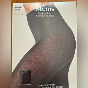 Stems Luxury Cashmere Tights, Wine Red, size XL. NEW